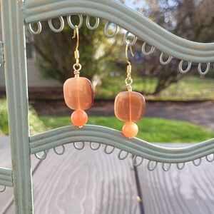 Elegant Brown And Gold Dangle Earrings